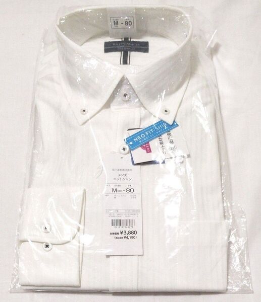 トップバリュ KNIT CAMICIA 吸汗速乾メンズニットシャツ えり回りM(39)ーゆき80サイズ 未使用品