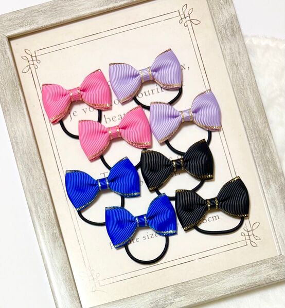 【SH02】ハンドメイド リボンヘアゴム キッズ 子供用 セット ヘアーアクセサリー