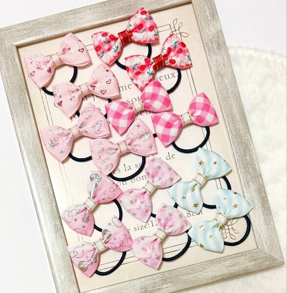 残り2セット!! ピンク姫系セット ② ハンドメイド リボン ヘアゴム キッズ 子供 セット ヘアーアクセサリー リボンヘアゴム