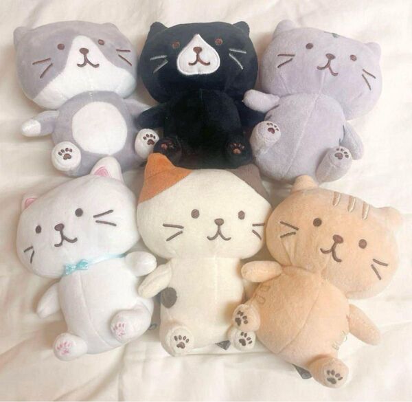 HAPiNS ハピンズ FukuFukuNyanko ふくふくにゃんこ おすわりマスコット 6点セット 猫 ねこ ぬいぐるみ