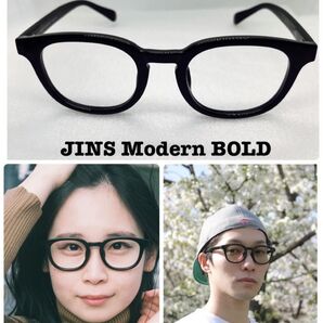 【美品】ジンズ JINS Modern BOLD 度なしUVカットレンズ