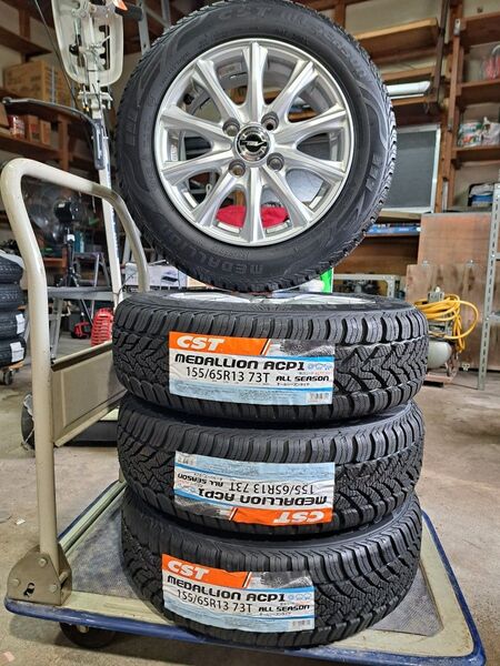 155/65R13 medarion 新品オールシーズンタイヤと中古ホイール(主観てすが綺麗)4本セット