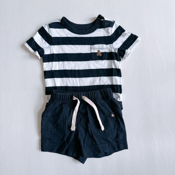 GAP ベビー服 ボーダーロンパース&ハーフパンツ