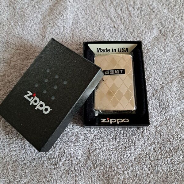 ZIPPO ライター 未使用 ゴールド 両面加工