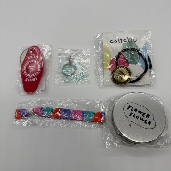 FLOWER FLOWER グッズセット (ツアータグキーホルダー、キーホルダー、コンチョ、リボンバンド、ステッカーセット)