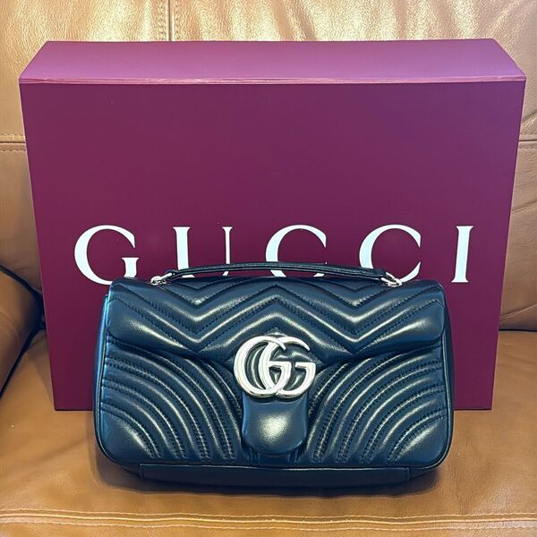 GUCCI グッチ GGマーモント スモール ショルダーバッグ 674866 ブラック