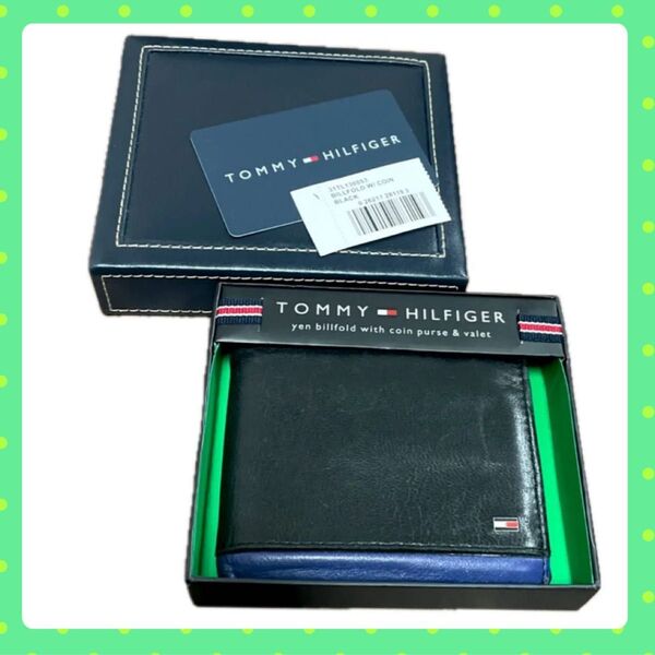 TOMMY HILFIGER 二つ折り財布 ブラック♪ ry1