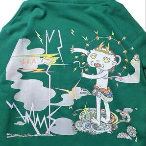 新品未開封 村上隆もののけ京都 フーディー雷神図パーカー グリーン Lサイズ