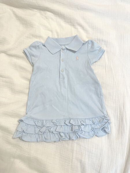 ラルフローレン ベビーワンピース 水色 フリル ポニー 子供服