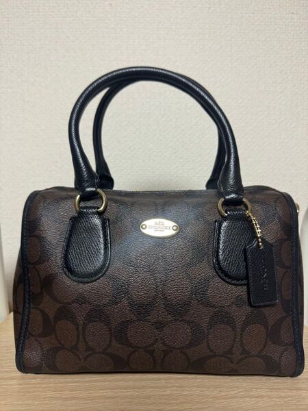COACH コーチ ミニボストンバッグ シグネチャー ブラウン