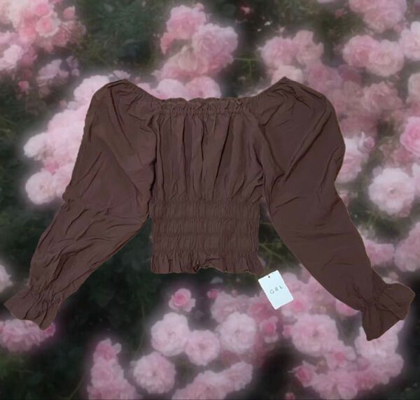 GRL シャーリングショートブラウス 新品未使用 ガーリー トップス 長袖 秋服 春服 バレエコア ダークコア