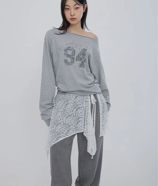 【CHICKS】Uneven lace wrap skirt white 韓国