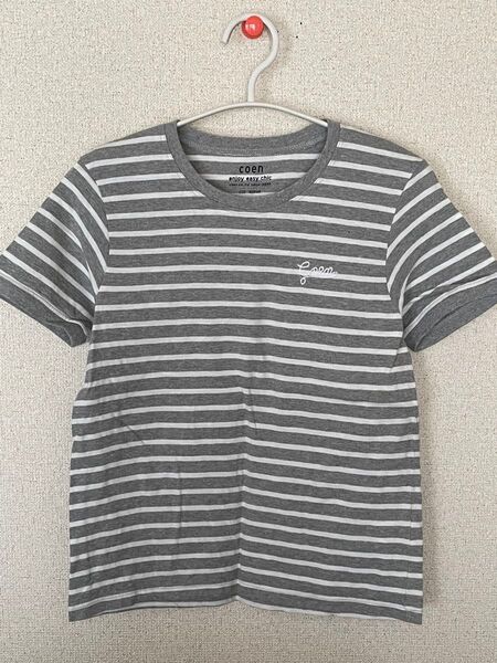 coen ボーダーTシャツ グレー×ホワイト