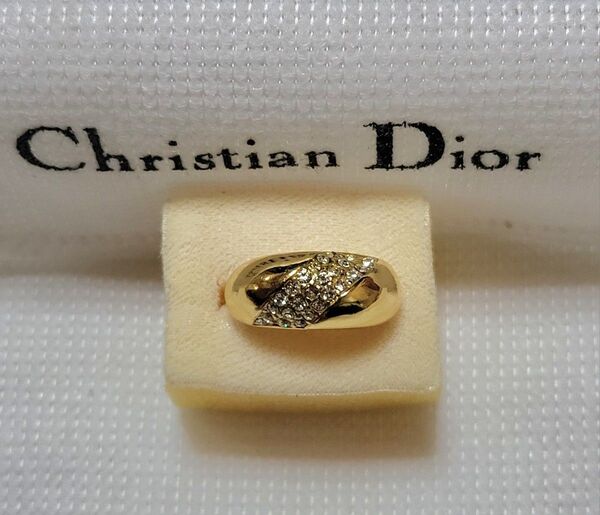 ◆Christian Dior◆ストーン付き 指輪 リング 13号 ゴールドカラー
