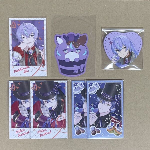 にじさんじ Melty Valentine チェキ 缶バッジ OS特典 ステッカー 星導ショウ ミラン・ケストレル