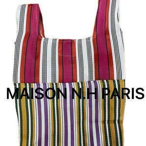 メゾン エヌ アッシュ パリ MAISON N.H PARIS ストライプ バッグ インド エコバック ハンドバッグ