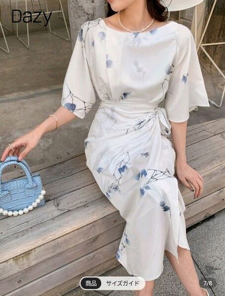 SHEIN DAZY 花柄 サイドリボン ラップ ワンピース