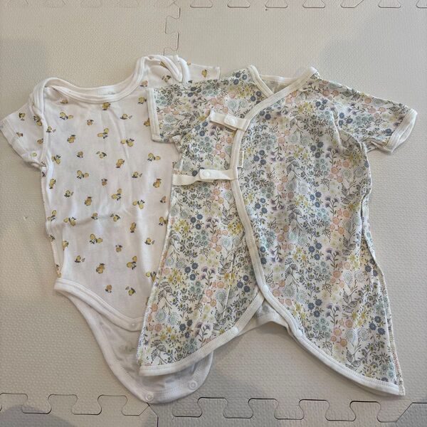 ベビー服 ロンパース 2枚セット レモン柄 花柄 60-70cm