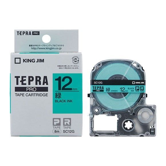 【未使用/送料込み】1個 TEPRA PRO テープ SC12G 12mm (パステル・緑・黒文字) テプラ キングジム