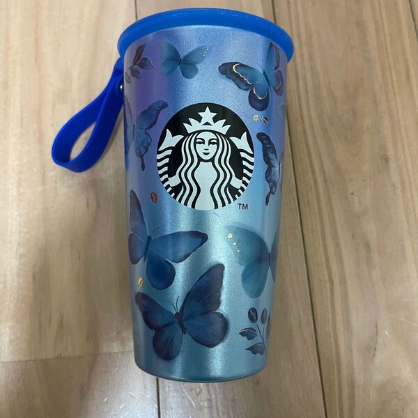 STARBUCKS スターバックス ストラップカップシェイプ ステンレスボトル ブルーバタフライ 蝶 スタバ タンブラー
