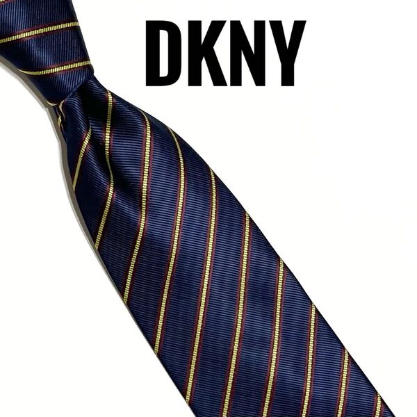 DKNY ネクタイ ネイビー系 レジメンタル ストライプ