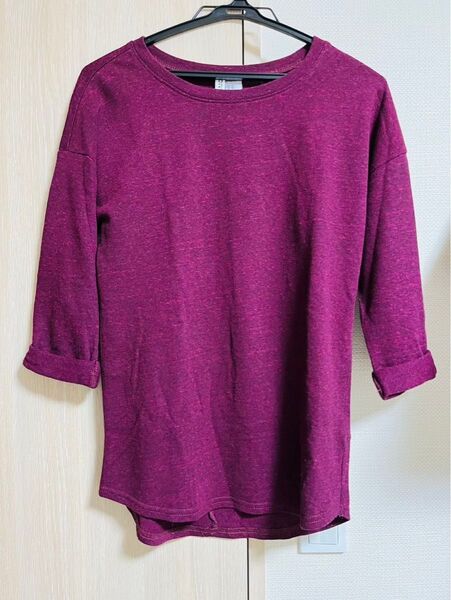 H&M 赤紫 七分袖 カットソー