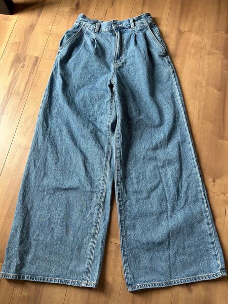 GU タックワイドジーンズ デニム パンツ サイズS