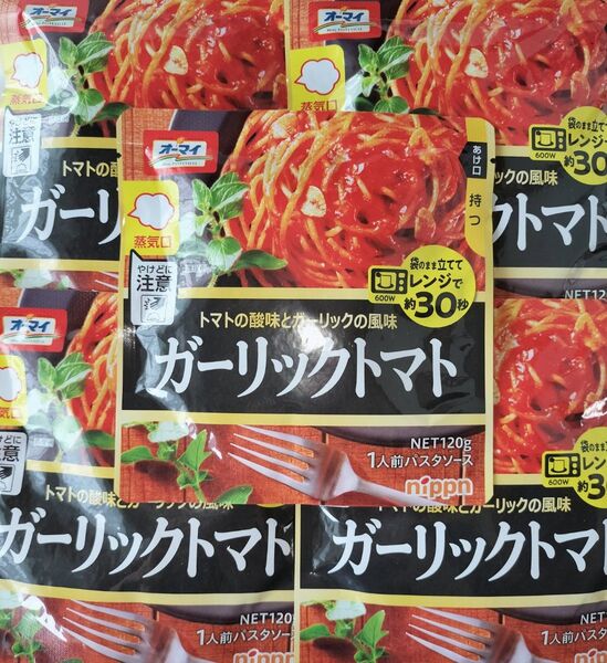 ニップン オーマイ レンジでガーリックトマト 1人前パスタソース ×5