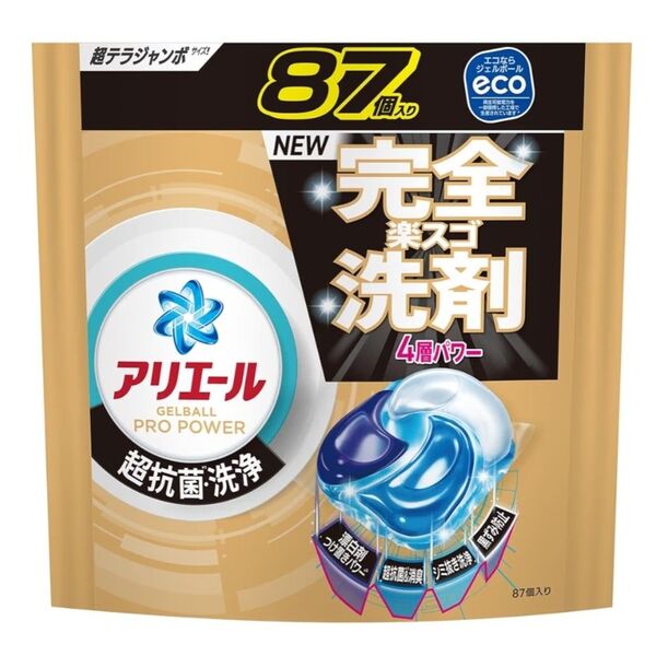 アリエール 洗濯洗剤 ジェルボール プロ パワー 超抗菌・洗浄 クリーンフレッシュの香り 87個