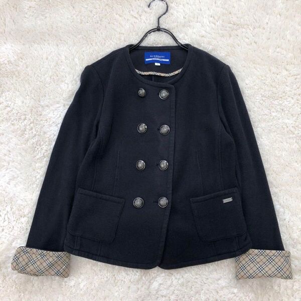 BURBERRYバーバリーブルーレーベル ノーカラージャケット ノバチェック38