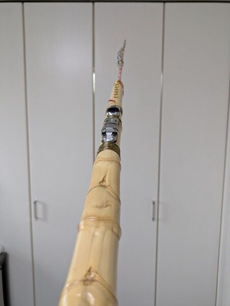 伊勢海老竿 和紙 スパイラルガイド 穴釣り テトラ釣り 布袋竹 ハンドメイド