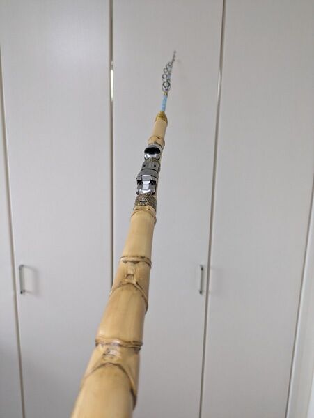 伊勢海老竿 和紙 スパイラルガイド 穴釣り テトラ釣り 布袋竹 ハンドメイド