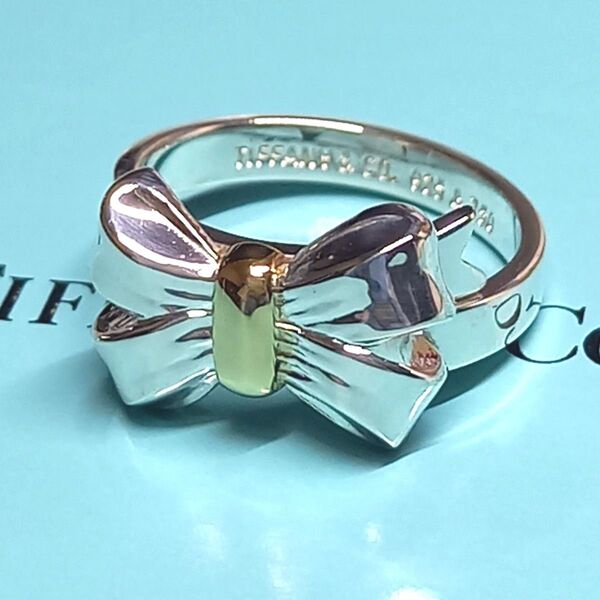 TIFFANY&Co. 新品仕上げ済み 美品 ティファニー #11 リボンリング K18 シルバー 925 コンビ 人気 希少
