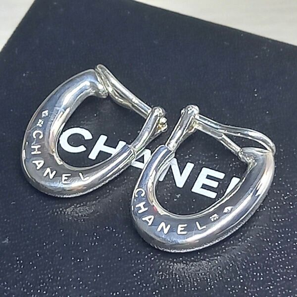 CHANEL シャネル 新品仕上げ イヤリング シルバー 925 フープ ロゴ サークル