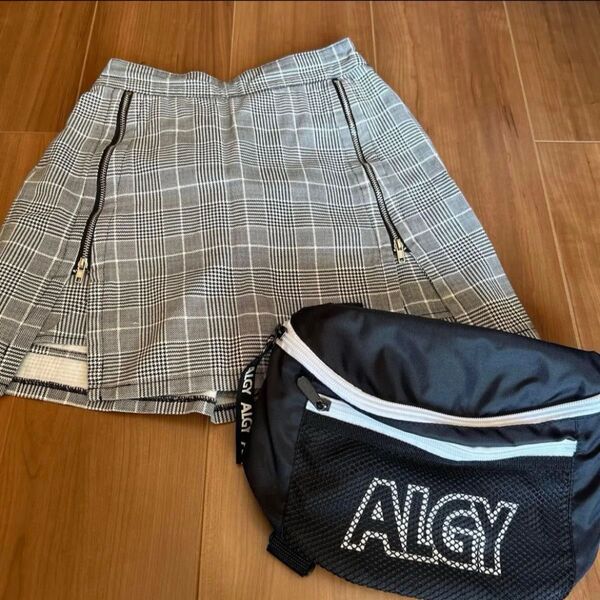 ピンクラテ サイドZIPスカート チェック柄 150サイズ ALGY ショルダーバック