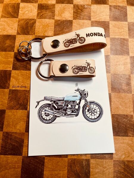 本革レザーキーストラップ GB350S オリジナルレザーストラップミニストラップセット