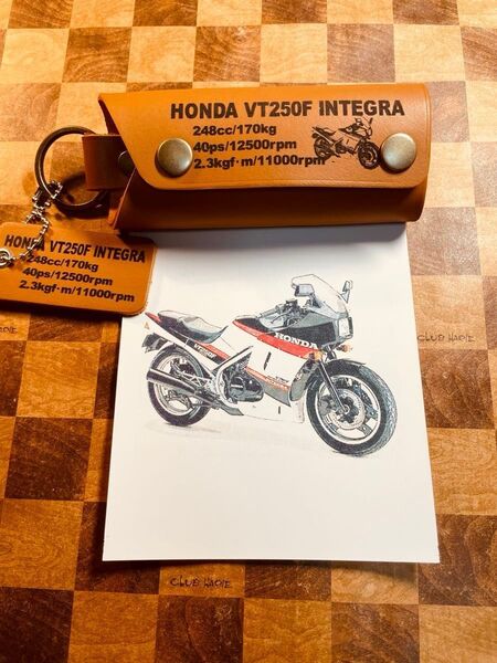 本革レザーキーケース VT250F インテグラ オリジナルレザー3連キーケース