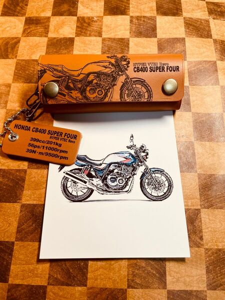 本革レザーキーケース CB400SF オリジナルレザー3連キーケース