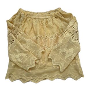 オフショルダートップス イエロー レース