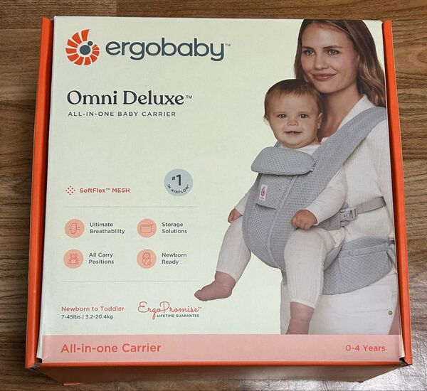 即発送 新品未開封 ergobaby ベビーキャリア Omni Deluxe ソフトフレックスメッシュ エルゴベビー パールグレー