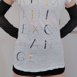 アルマーニ・エクスチェンジ(AX Armani Exchange)レディース・Tシャツ Y2K 薄手生地 透け感あり