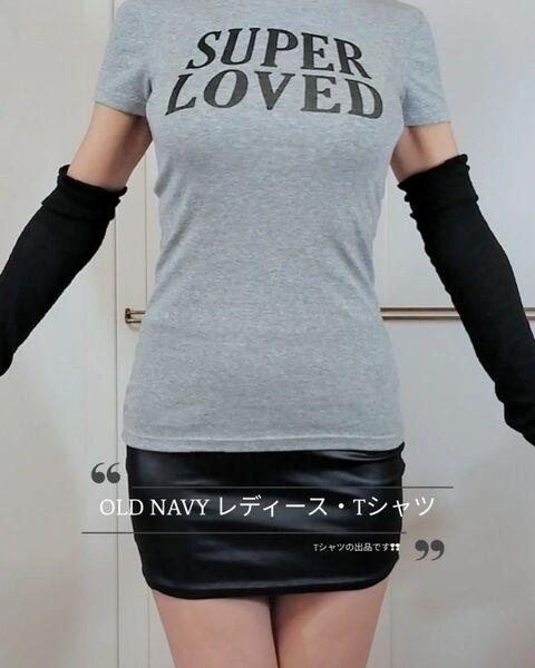 OLD NAVY レディース Tシャツ グレー size=xxs 美ラインTシャツ