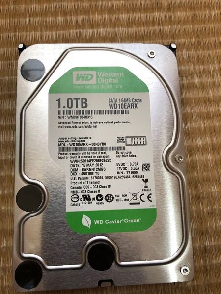 ☆正常判定☆Western Digital HDD WD10EARX 1TB