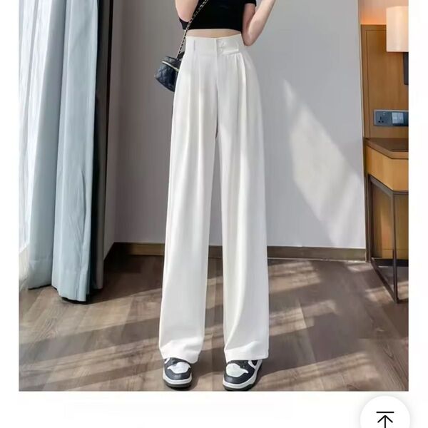 限定値下げ! パンツ イージーパンツ ワイドパンツ ストレート ハイウエスト ワイドレッグ スラックス サマー ホワイト