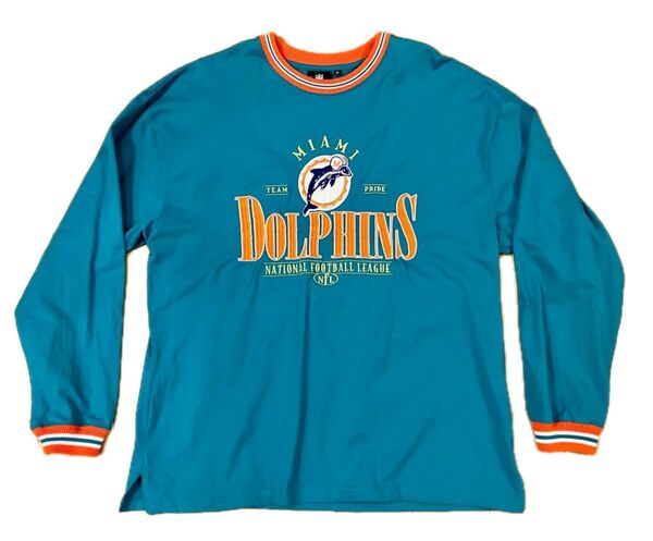 MIAMI DOLPHINS マイアミドルフィンズ NFL TEAM APPAREL ロンT 長袖 Mサイズ ターコイズ オレンジ