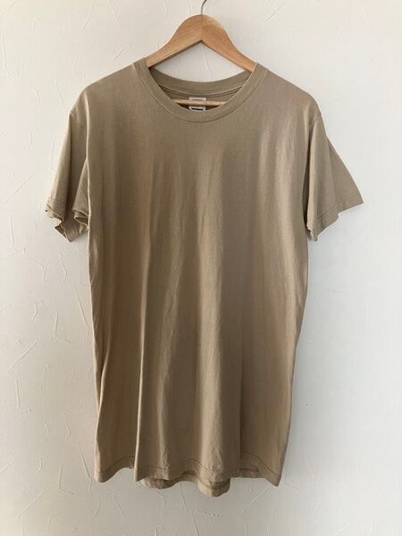 軍モノ USA製 サンド ベージュ Tシャツ Lサイズ 綿100%コットン レア アメリカ軍 ヴィンテージ 無地 クルーネック