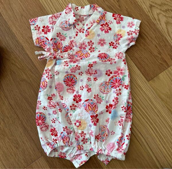 ベビー 甚平 ロンパース 花柄 花火柄 60サイズ