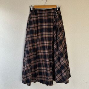 a55【Liue in comfort】Sサイズ チェック柄 ロングスカート