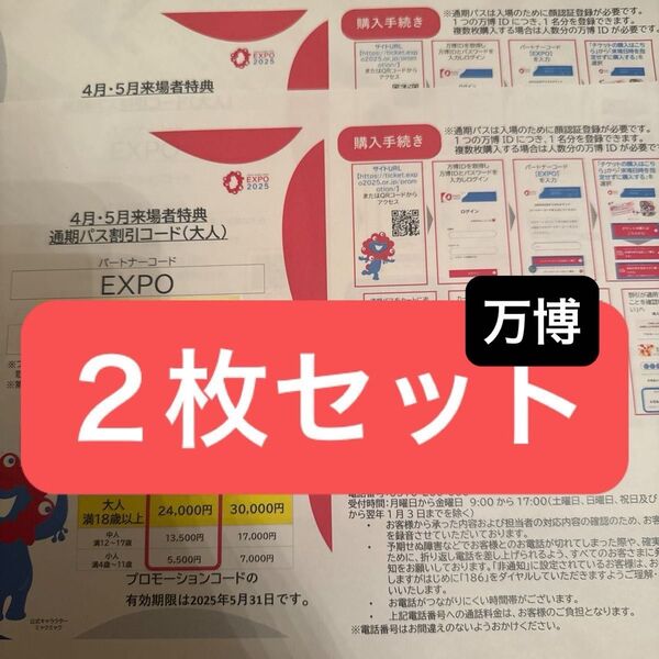 大阪万博通期パス割引コード大人用2枚セット