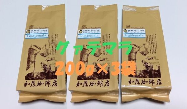 ■賞味期限:2026.05 加藤珈琲店 200g×3袋 中挽き グァテマラ 世界規格Qグレードスペシャルティ珈琲